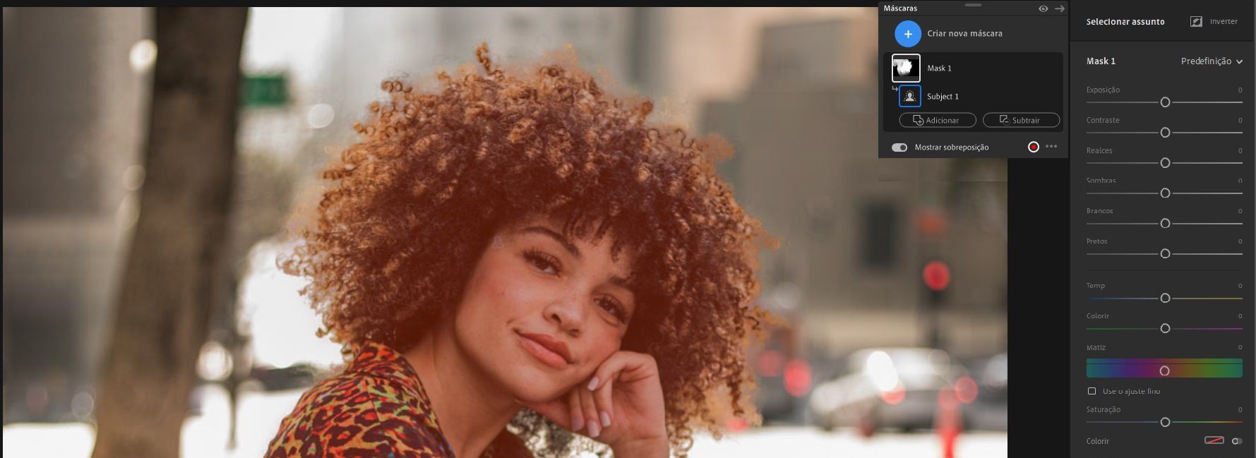 O assunto é selecionado automaticamente no Lightroom para desktop