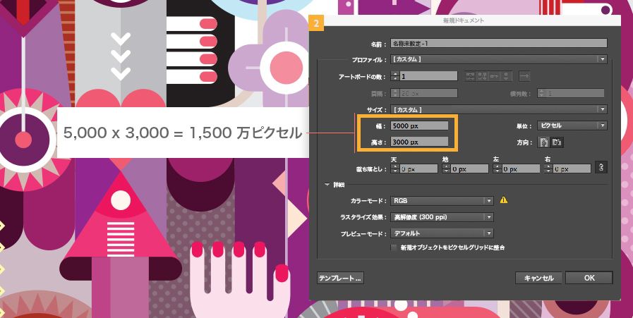 アートボードは15メガピクセル