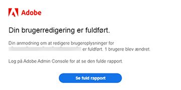 E-mailbesked om vellykket overførsel til CCT-Pro-udgaven