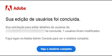 Notificação por email de migração bem-sucedida para a CCT-Pro Edition