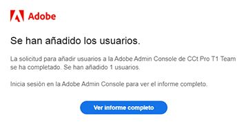 Notificación por correo electrónico de migración de CCT - Edición Pro realizada