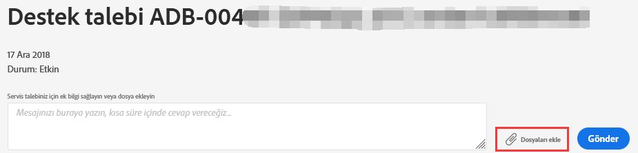 Destek talebi için dosya ekleyin