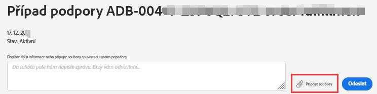 Připojit soubory k žádostem o podporu