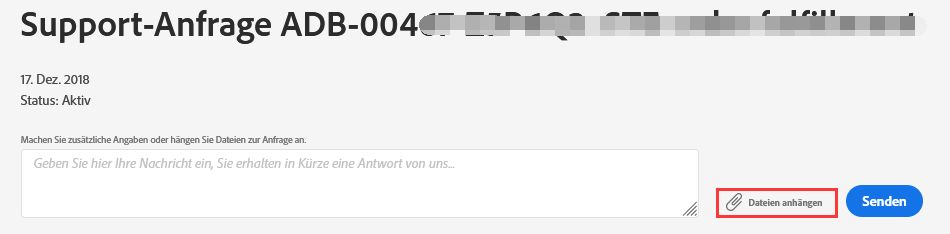 Dateien für den Supportfall anhängen