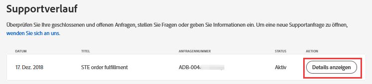 Details für Ihren Supportfall anzeigen