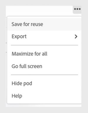 Options menu showing the options for managing the Survey pod