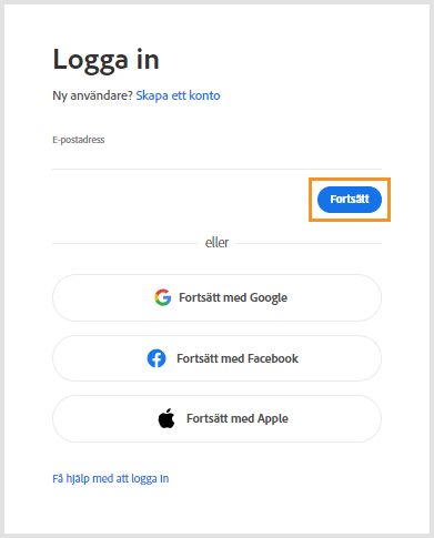 Välj Logga in för att installera om eller aktivera äldre Adobe-program