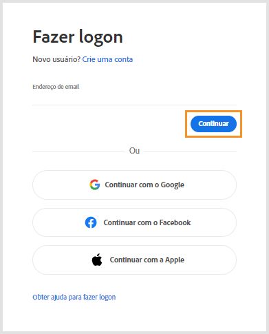 Selecione fazer login para reinstalar ou ativar aplicativos antigos da Adobe