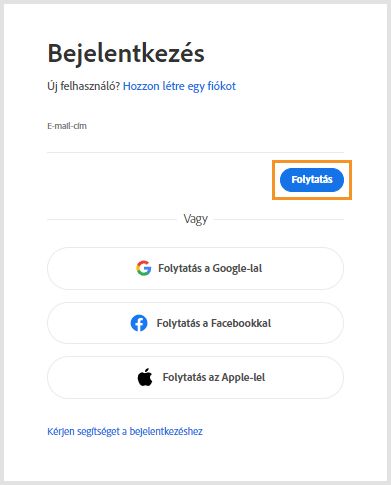 Bejelentkezés lehetőség kiválasztása a régebbi Adobe-alkalmazások újratelepítéséhez vagy aktiválásához
