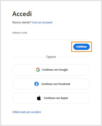 Seleziona Accedi per reinstallare o attivare le app Adobe precedenti