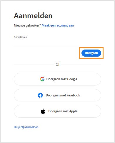 Aanmelden selecteren om oudere Adobe-apps opnieuw te installeren of te activeren