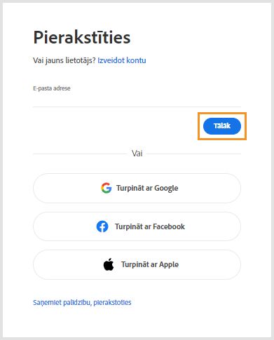 Izvēlieties pierakstīties, lai atkārtoti instalētu vai aktivizētu vecākas Adobe lietotnes