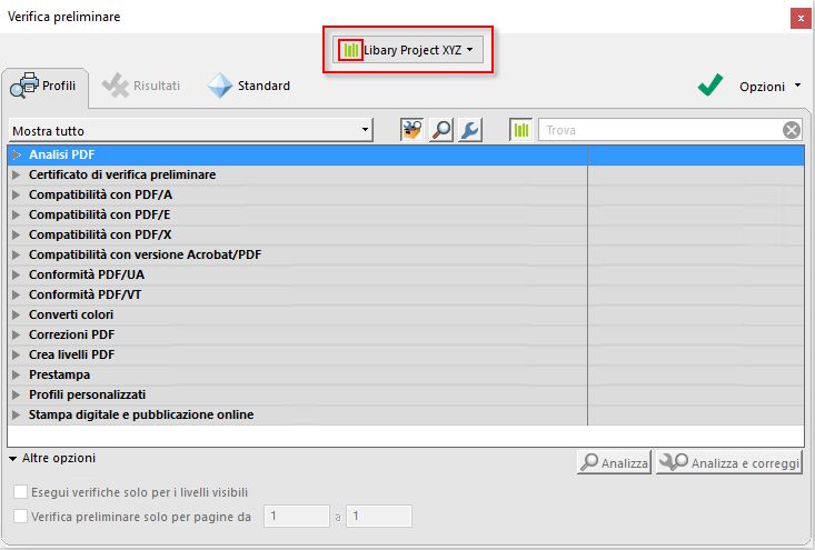 Selezionare la libreria