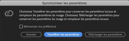 Synchronisation des paramètres