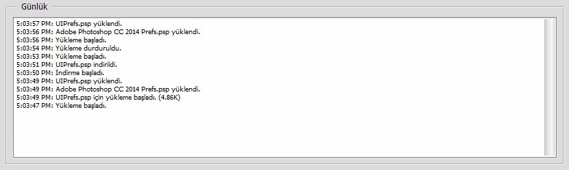 Photoshop Ayarları Eşitleme günlüğü