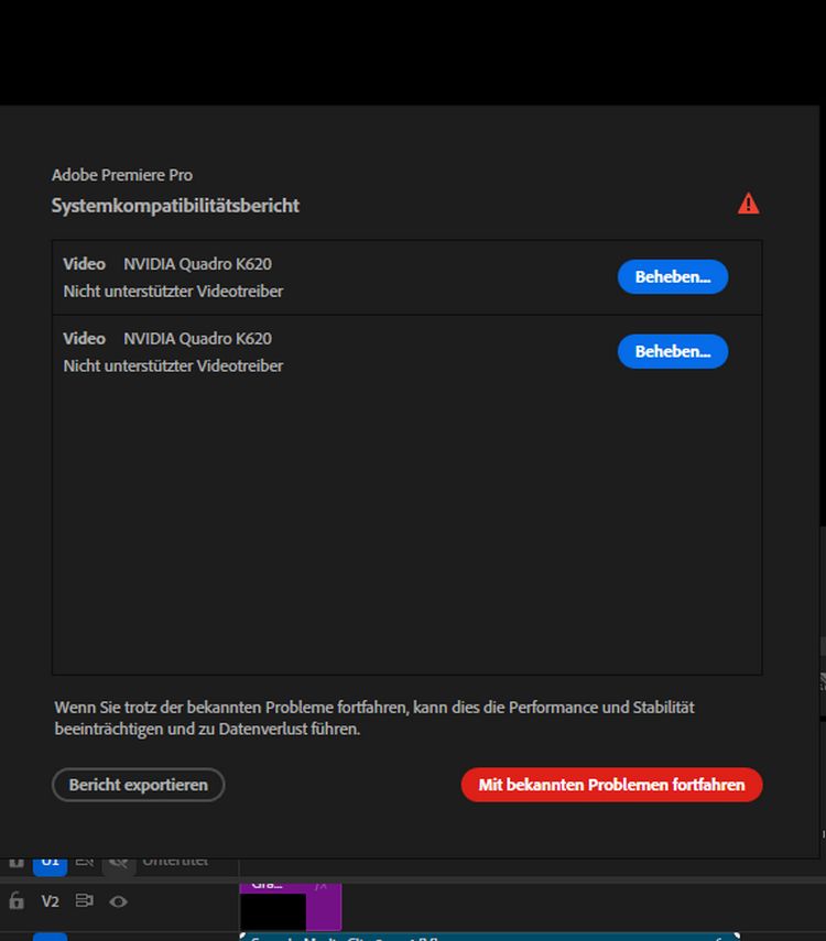 Beispiel für einen Kompatibilitätsbericht