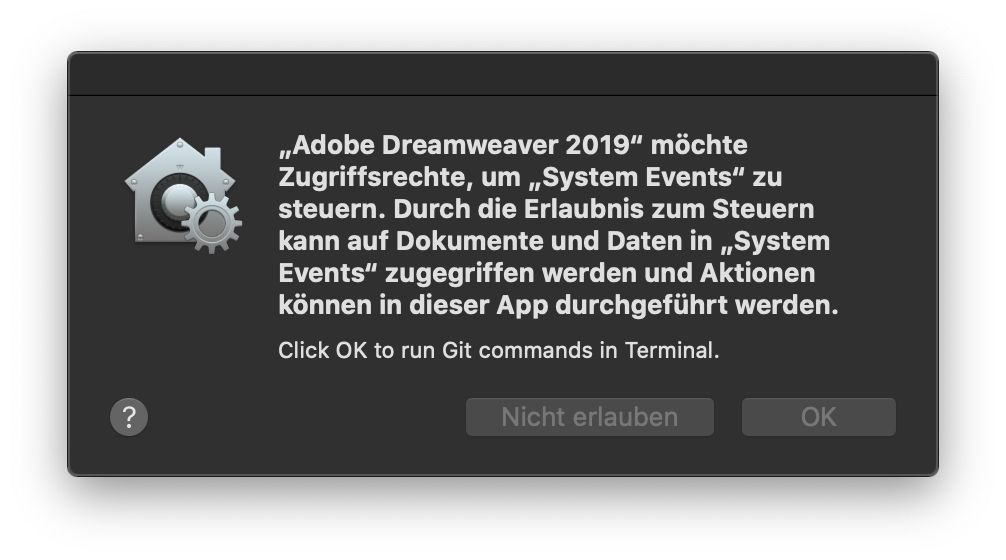 Zugriffssteuerungsdialog für Systemereignisse
