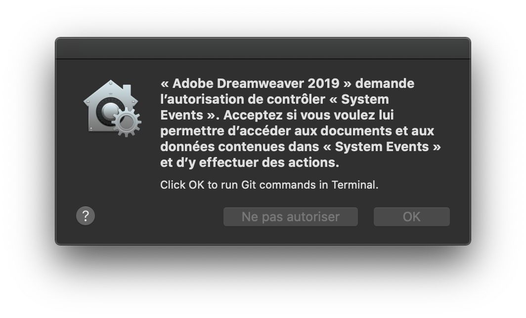Boîte de dialogue Contrôle d’accès pour des événements système
