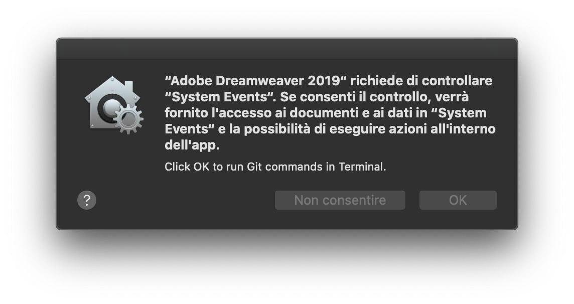 Finestra di controllo degli accessi per eventi di sistema