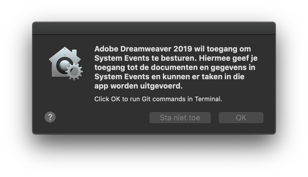 Toegangscontroledialoogvenster voor systeemgebeurtenissen