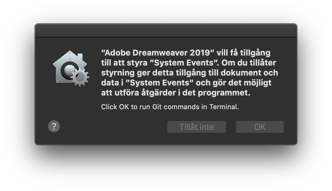 Dialogruta för åtkomstkontroll för systemhändelser