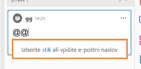 Poziv, če ni zgodovine skupne rabe datoteke ali če ni nameščen Outlook