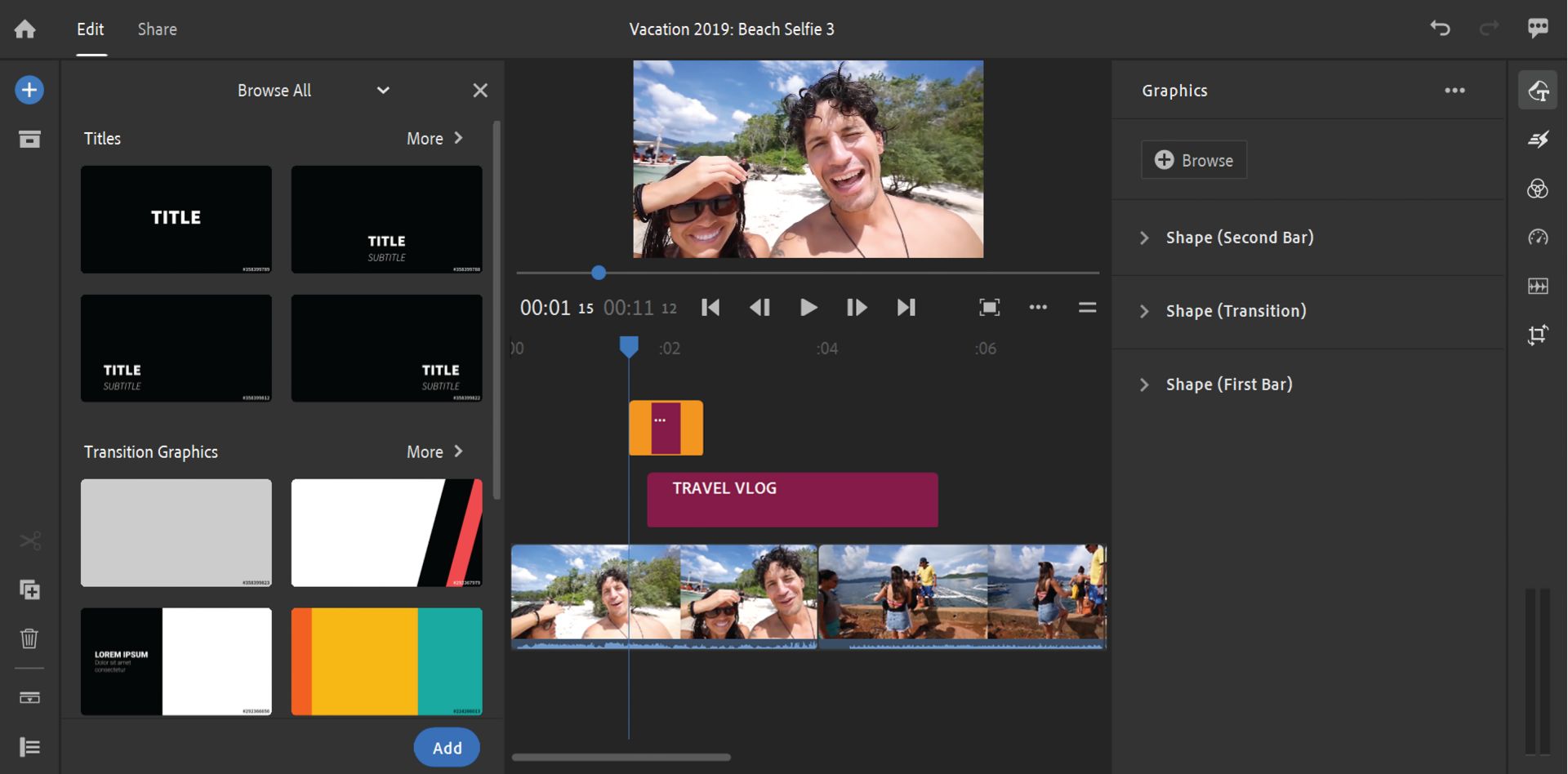 Het uiterlijk van de overgangsgraphics bewerken