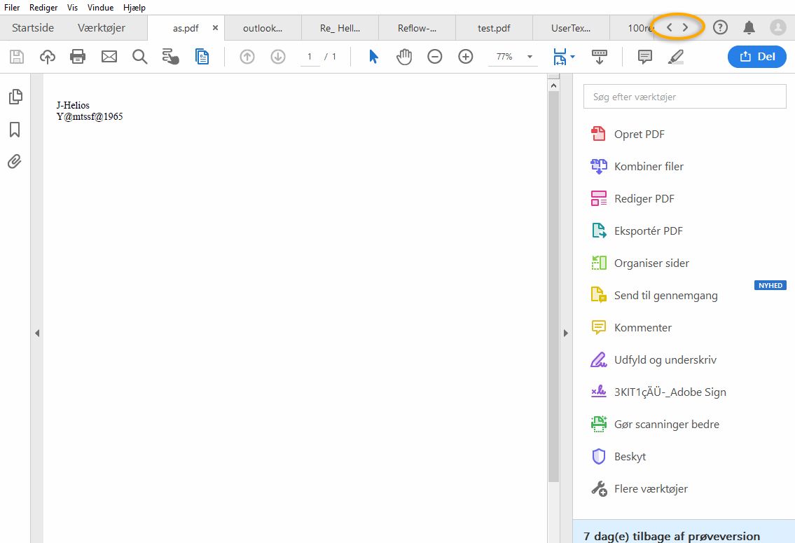 Dokumentvisning med faneblad til visning af flere PDF-filer