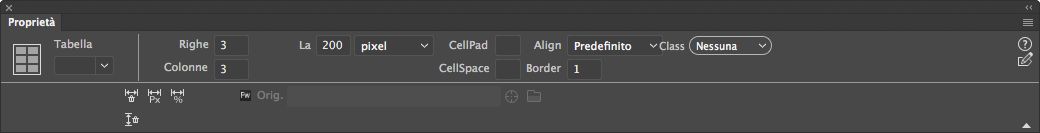 Proprietà di tabella