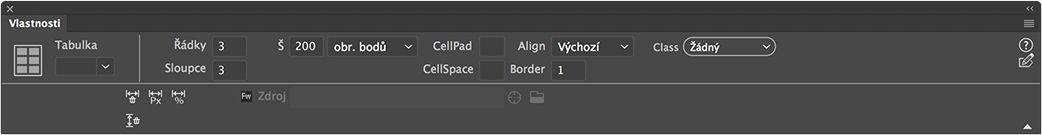 Vlastnosti tabulky