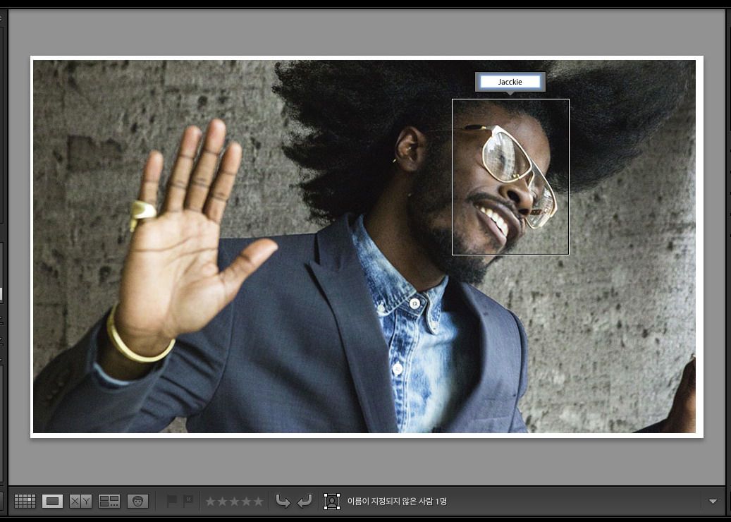 Lightroom 확대경 보기 - 감지한 얼굴에 이름 지정