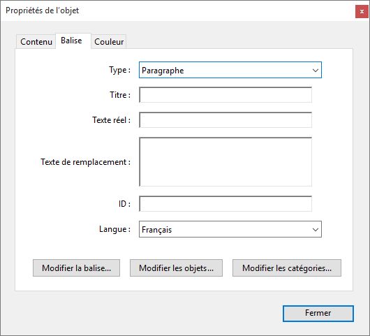 Modification des propriétés des balises