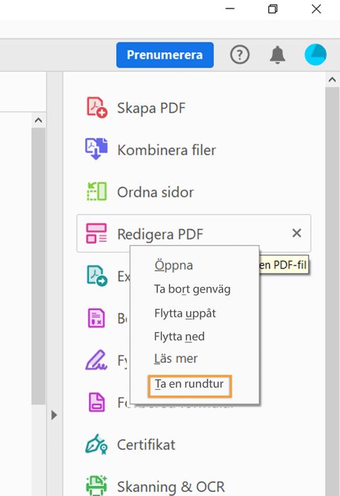 Öppna registreringsguiden genom att högerklicka på verktyget
