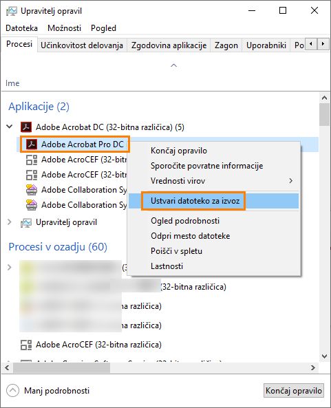 Ustvari odlagališče procesa