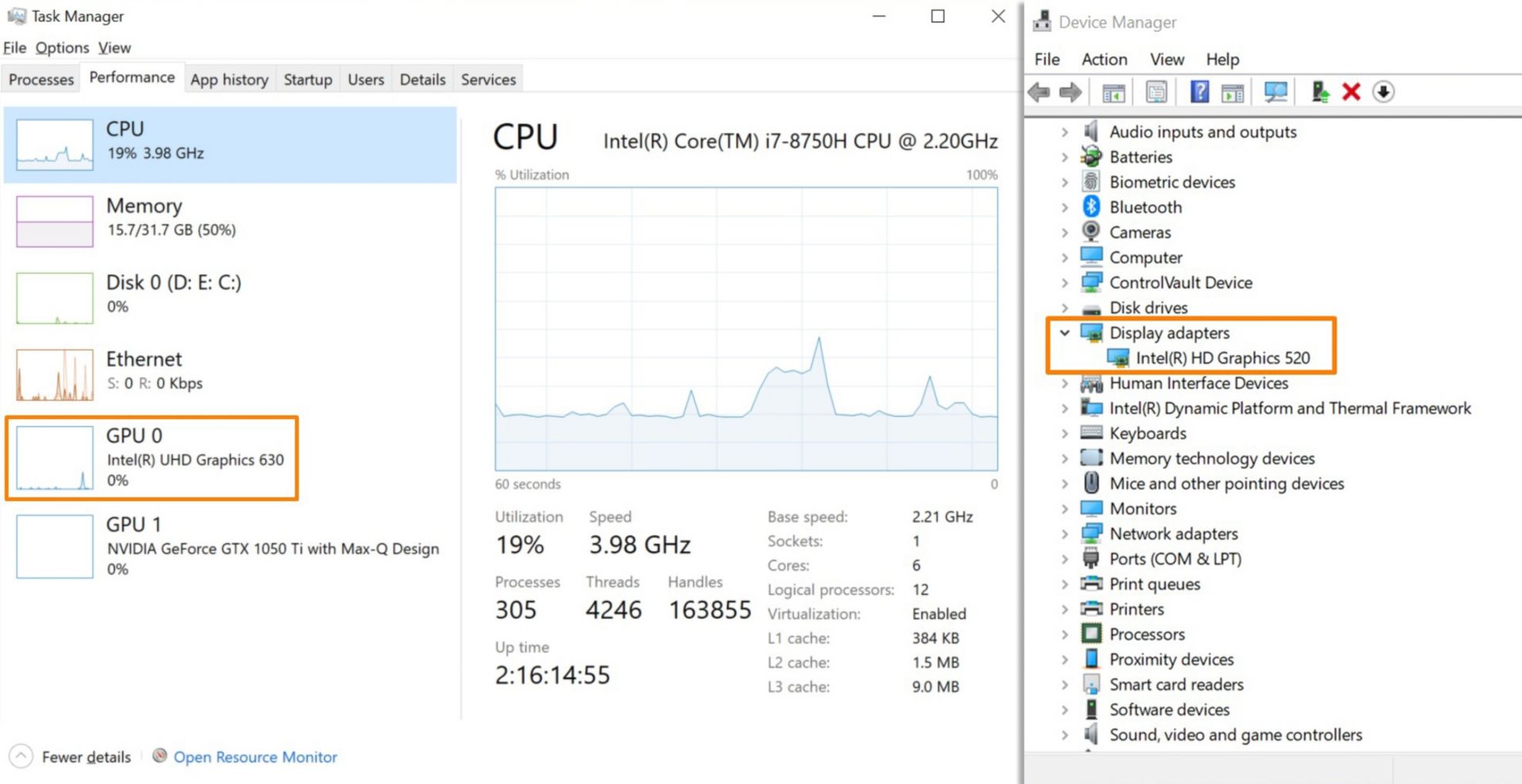  GPU im Task-Manager und im Geräte-Manager