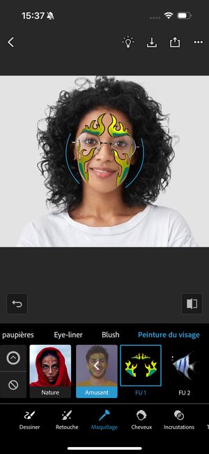 Une image sélectionnée avec FU1 tattoo sous la catégorie Maquillage > Peinture du visage > catégorie Fun. 