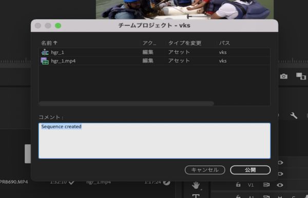 公開時に共同作業者へのコメントを追加します。