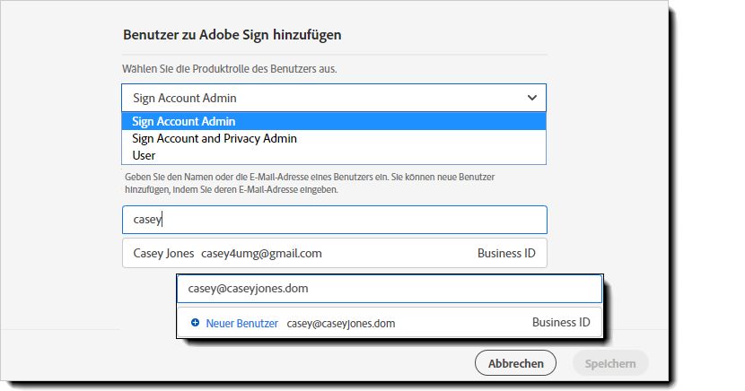 Benutzende zu Acrobat Sign hinzufügen
