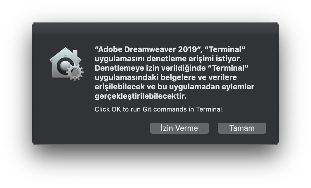 Terminal için erişim denetimi iletişim kutusu