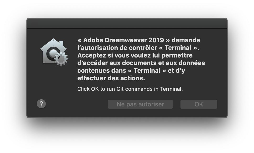 Boîte de dialogue Contrôle d’accès pour Terminal