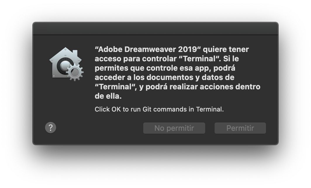 Cuadro de diálogo de control de acceso para Terminal