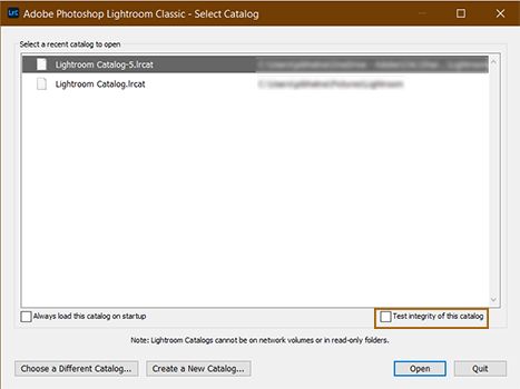 Verifica integrità del catalogo