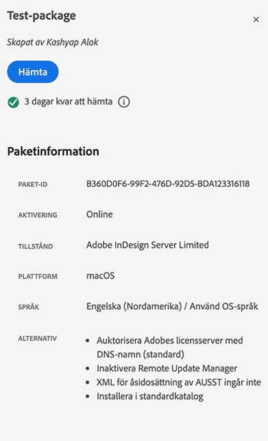 Information om paketet