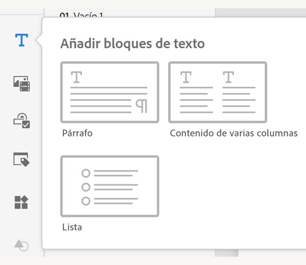 Añadir bloques de texto