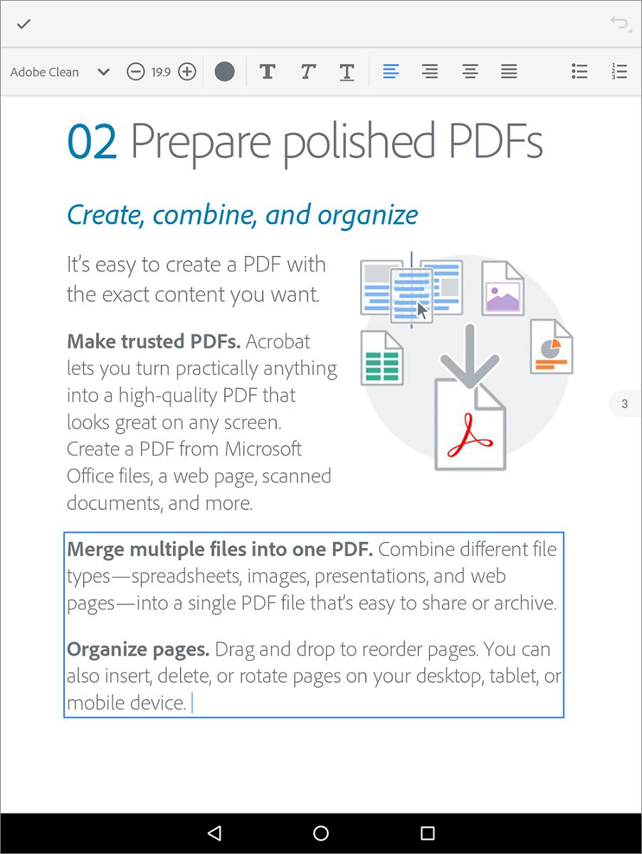 Android タブレットでのテキスト編集