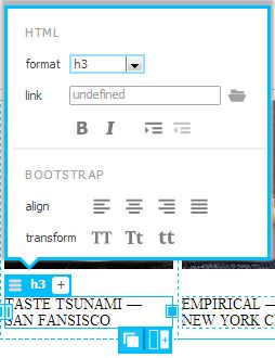 Direkt-Eigenschafteninspektor für Text in Bootstrap-Dokumenten