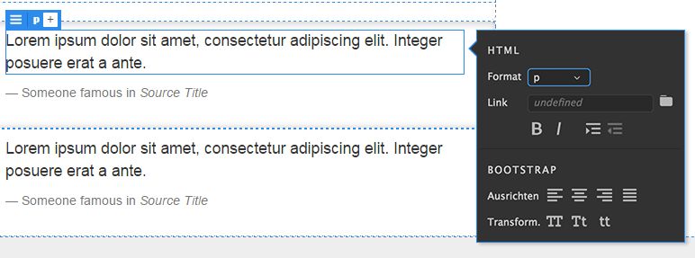Schnellansicht-Eigenschafteninspektor für Text