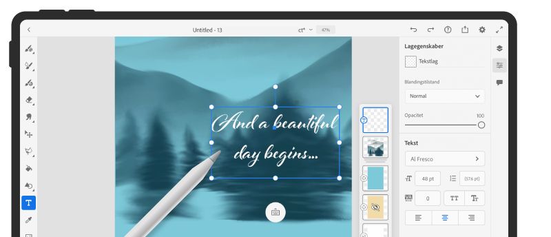 understøttelse af tekstlag og adobe fonts