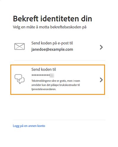 Skjerm for bekreftelse av identitet