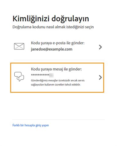 Kimliğinizi doğrulayın ekranı